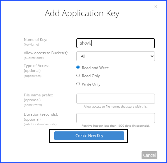  Creating Application keys